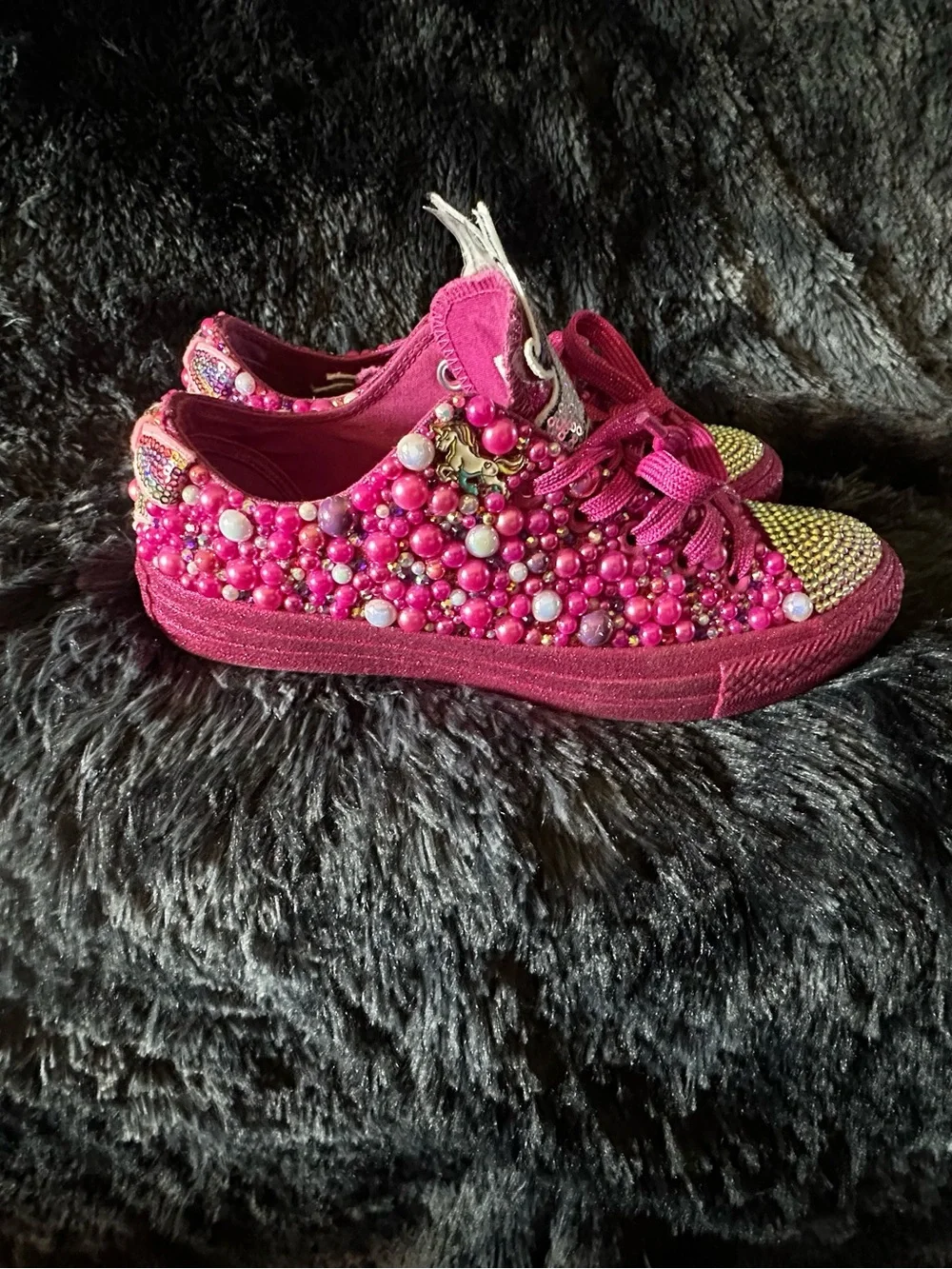 Hot Pink Unicorn ConverseEmbellished Sneakers